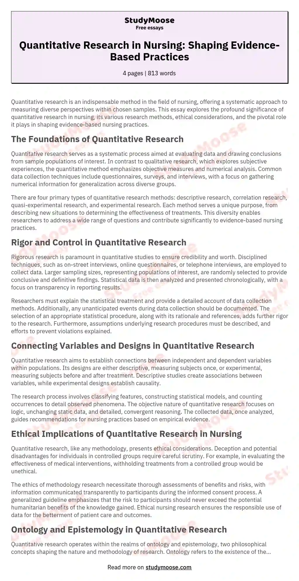 essays on quantitative research