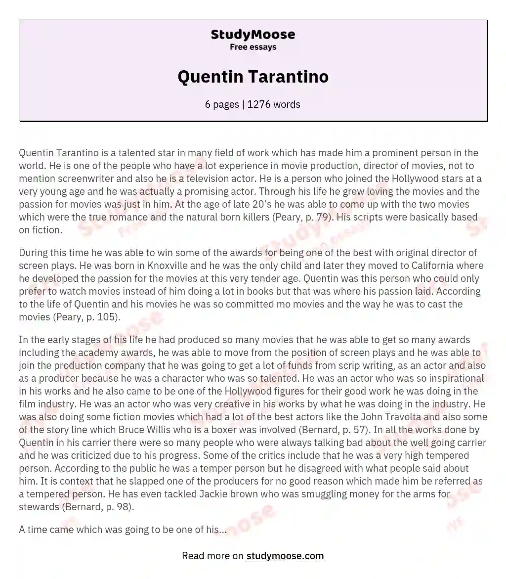 Quentin Tarantino essay