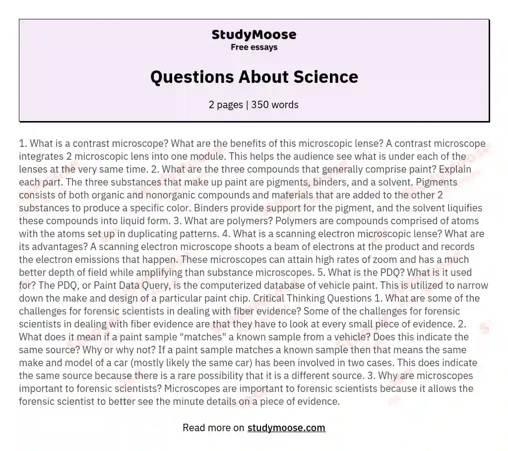 science essay question
