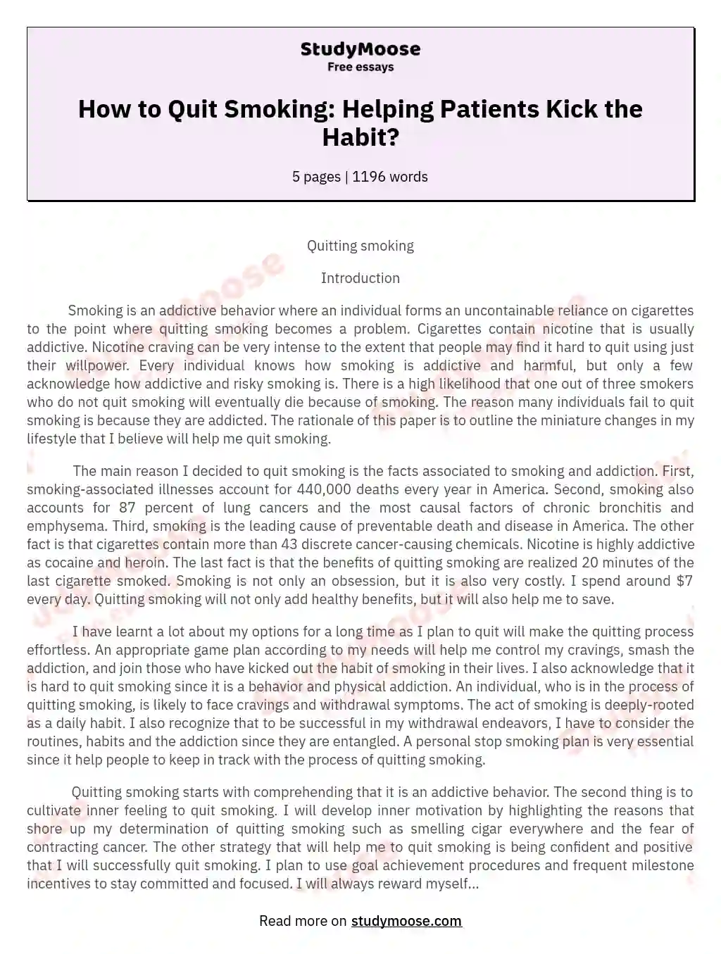 essay about stop smoking