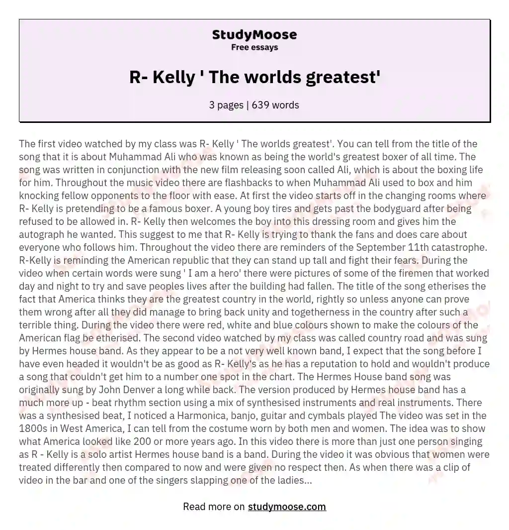 Im the world greatest - R.Kelly Lyrics 