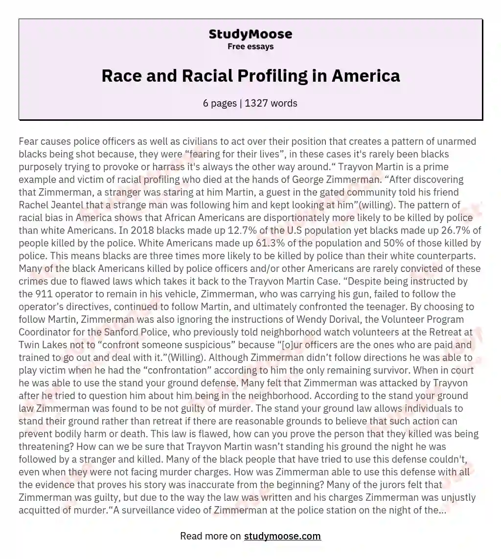 Race and Racial Profiling in America