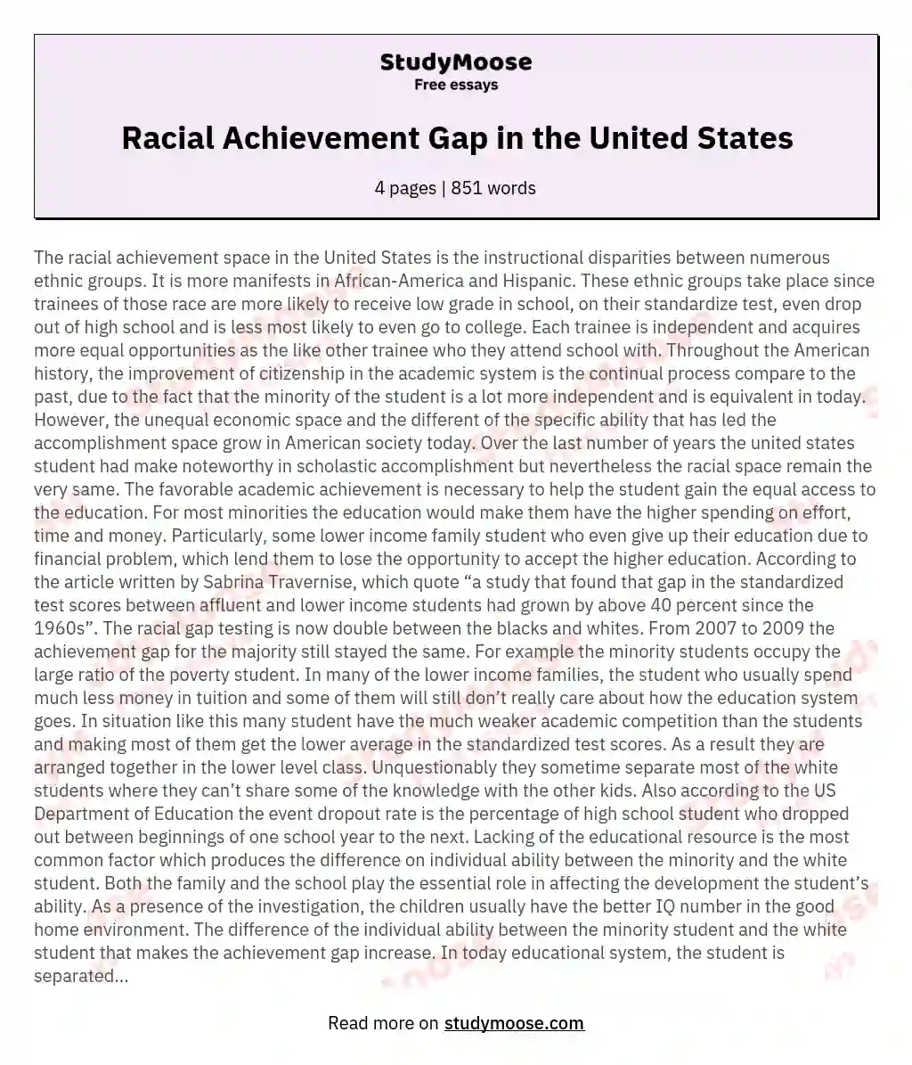 Racial Achievement Gap in the United States