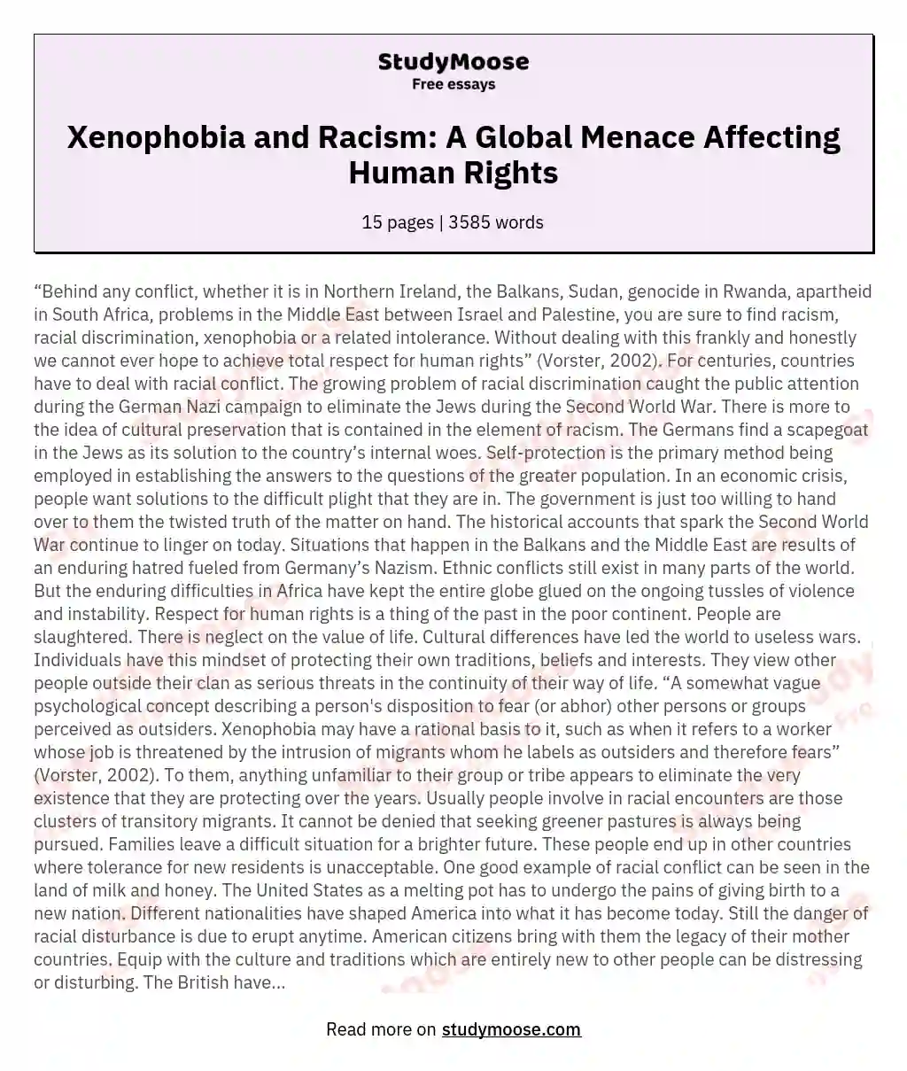 Racism and xenophobia