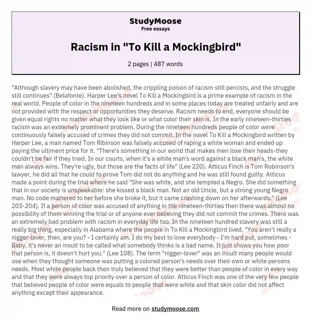 Racism in "To Kill a Mockingbird"