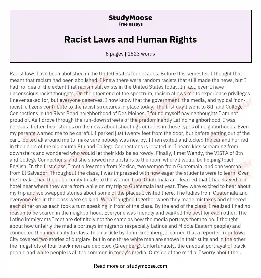 Racist Laws and Human Rights essay