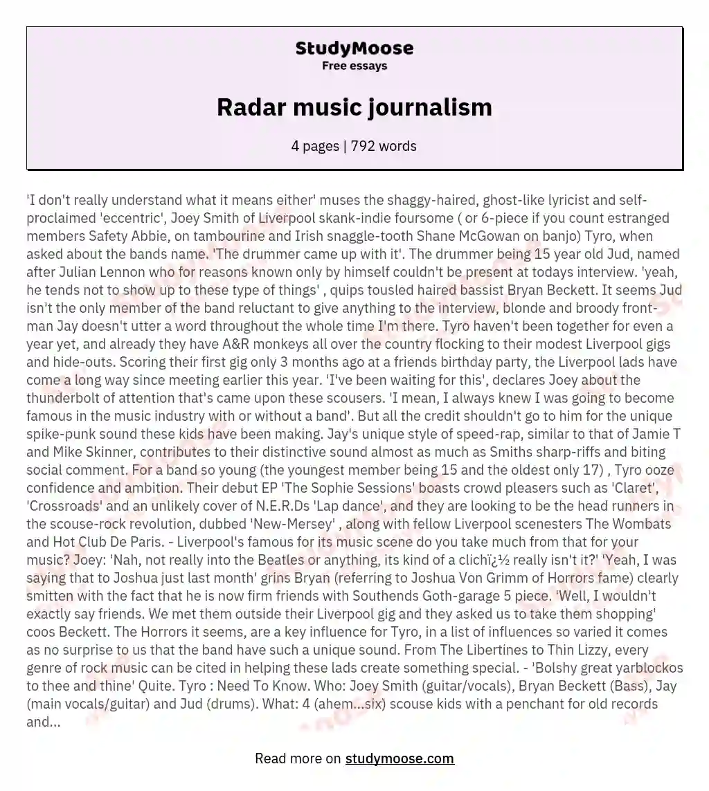 Radar music journalism