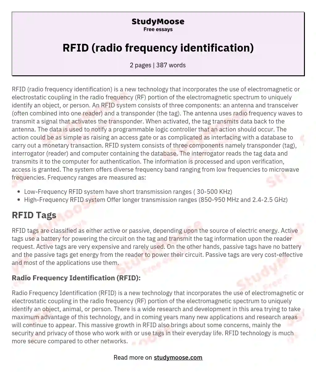RFID (radio frequency identification)