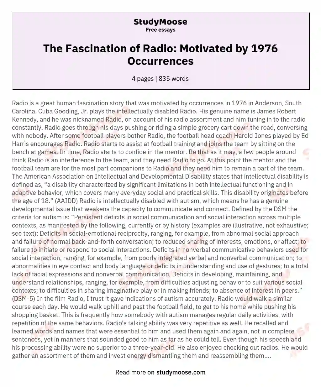 The Fascination of Radio: Motivated by 1976 Occurrences essay