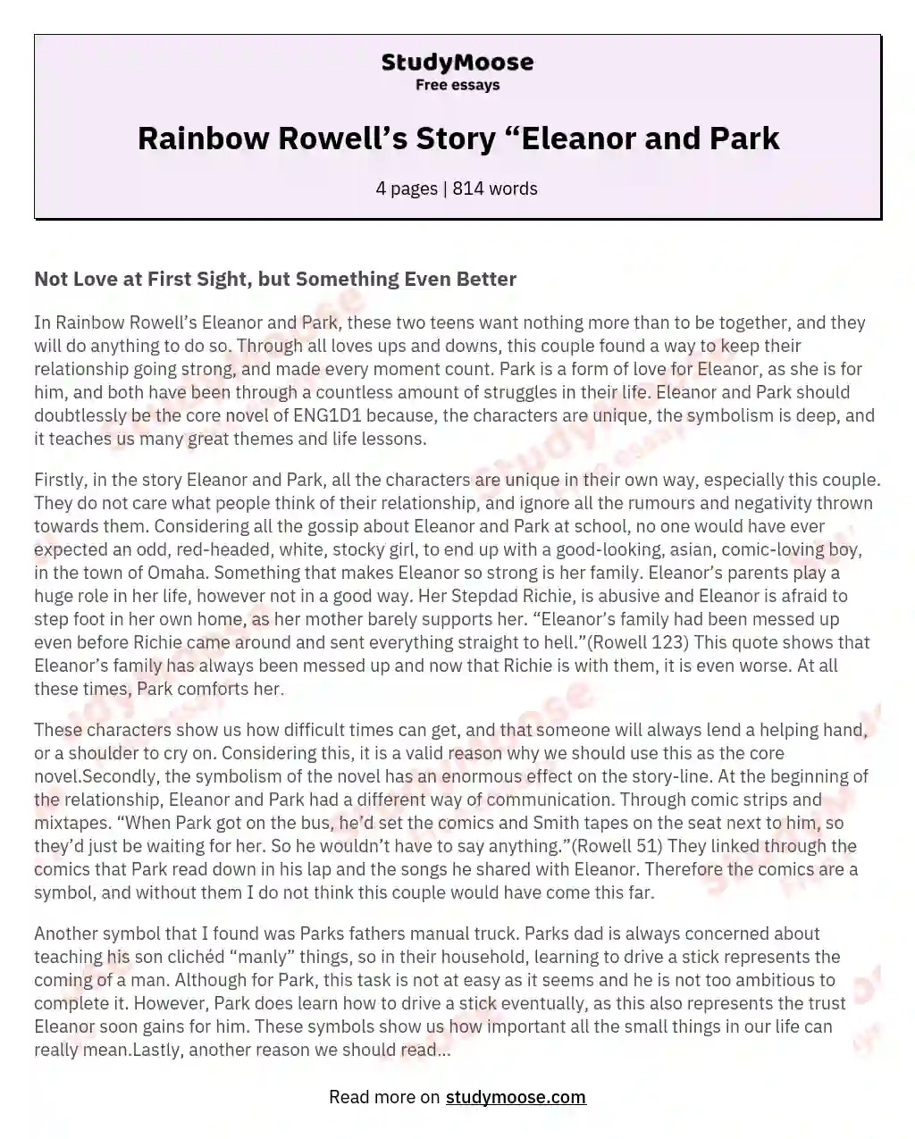 Rainbow Rowell’s Story “Eleanor and Park