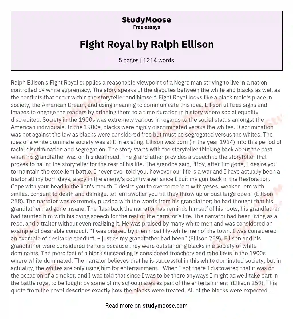 Fight Royal by Ralph Ellison