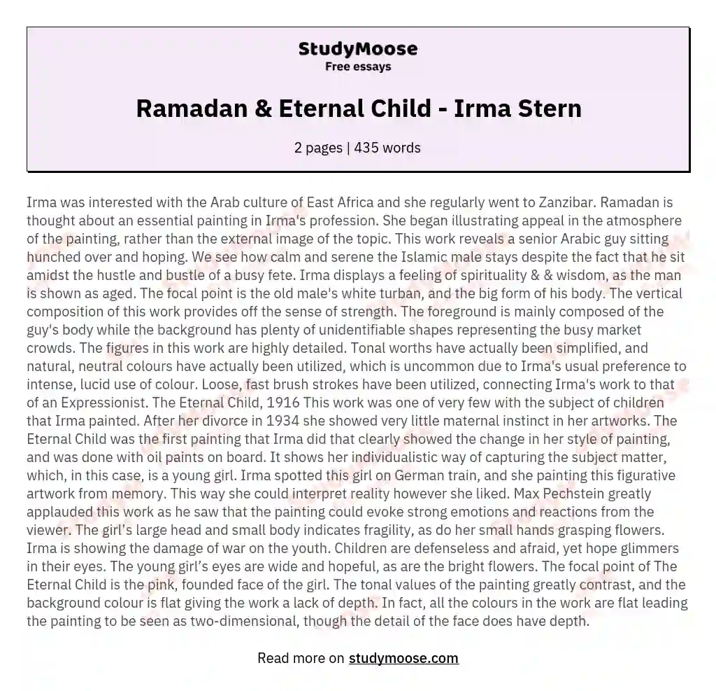Ramadan &amp; Eternal Child - Irma Stern
