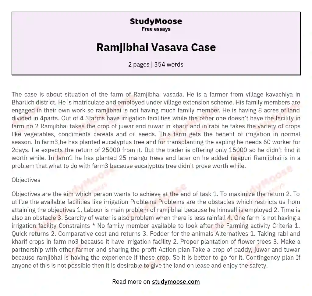 Ramjibhai Vasava Case essay
