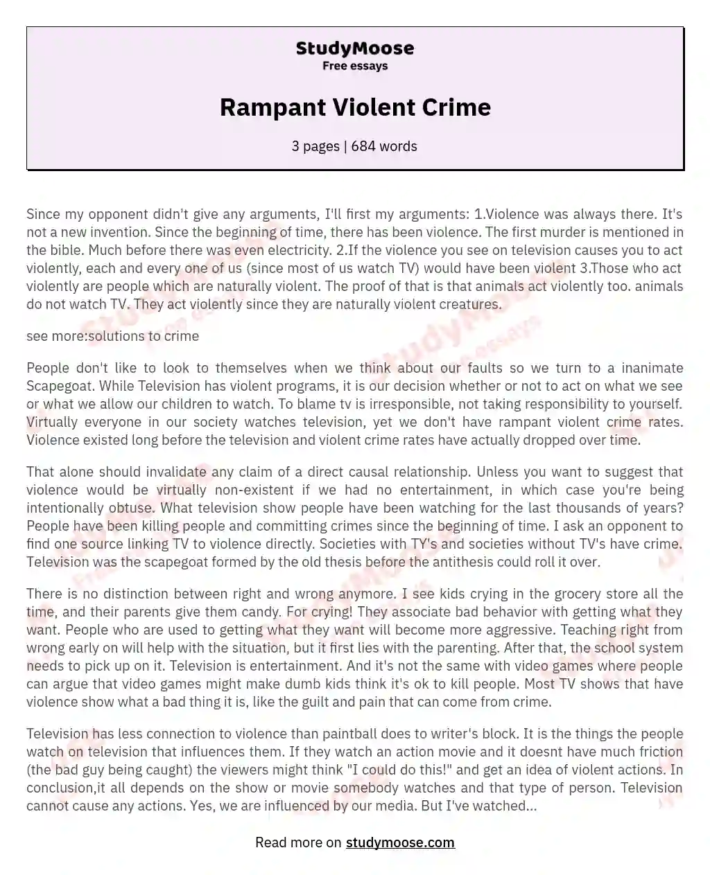 Rampant Violent Crime essay