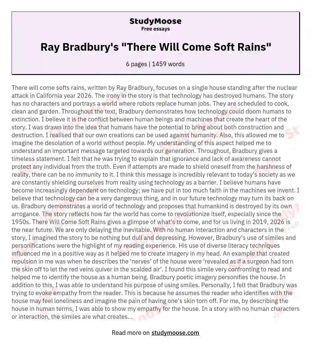 Ray Bradbury's "There Will Come Soft Rains"