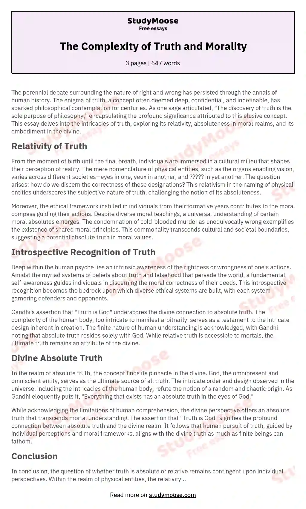 is truth absolute essay
