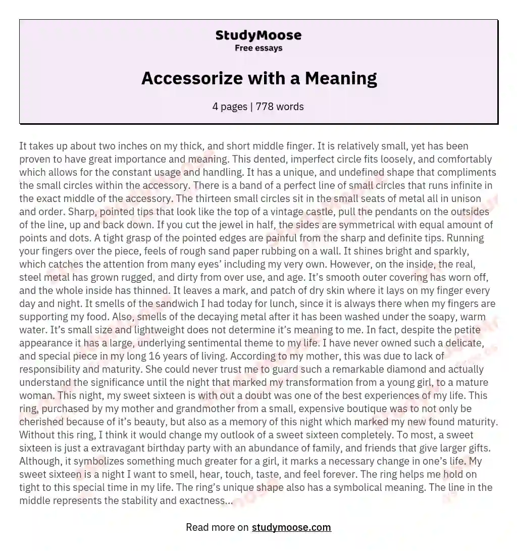 Accessorize with a Meaning essay