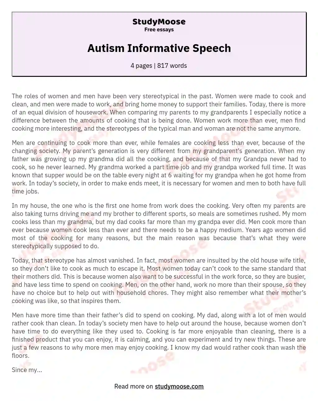 Autism Informative Speech essay