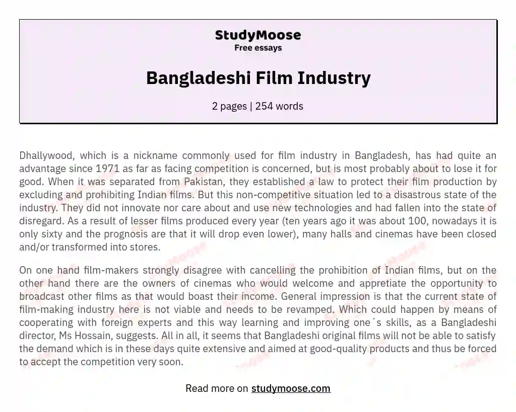 Bangladeshi Film Industry essay