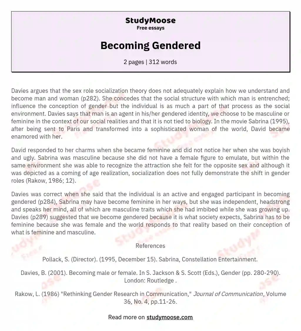 Becoming Gendered essay