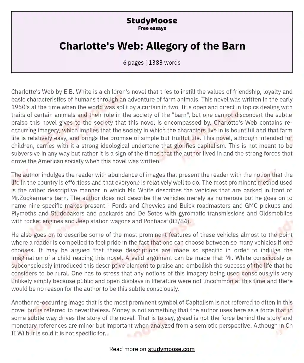 Charlotte's Web: Allegory of the Barn