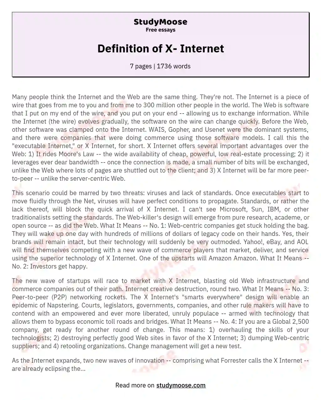 Definition of X- Internet essay