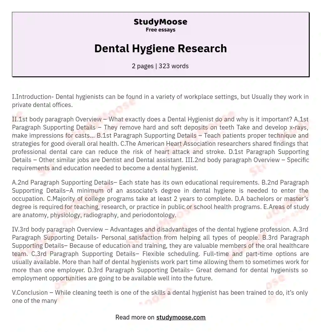 Dental Hygiene Research
