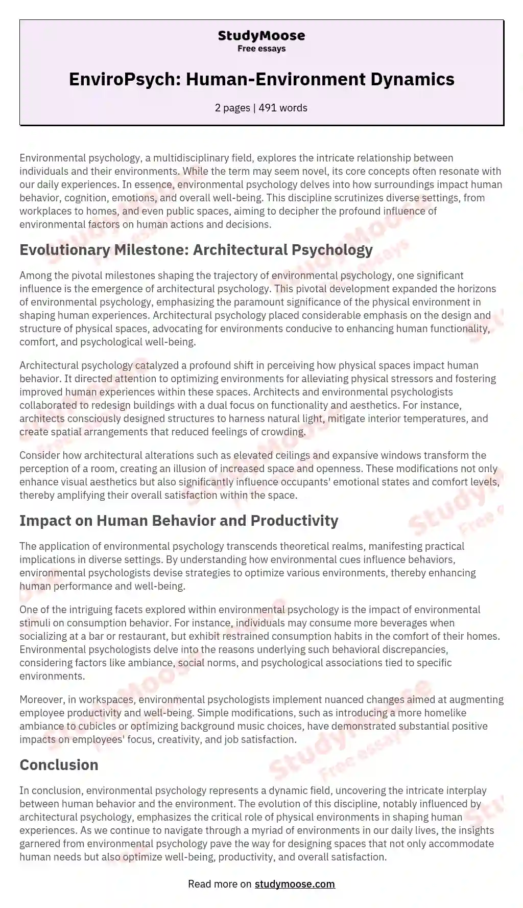 enviropsych-human-environment-dynamics-free-essay-example