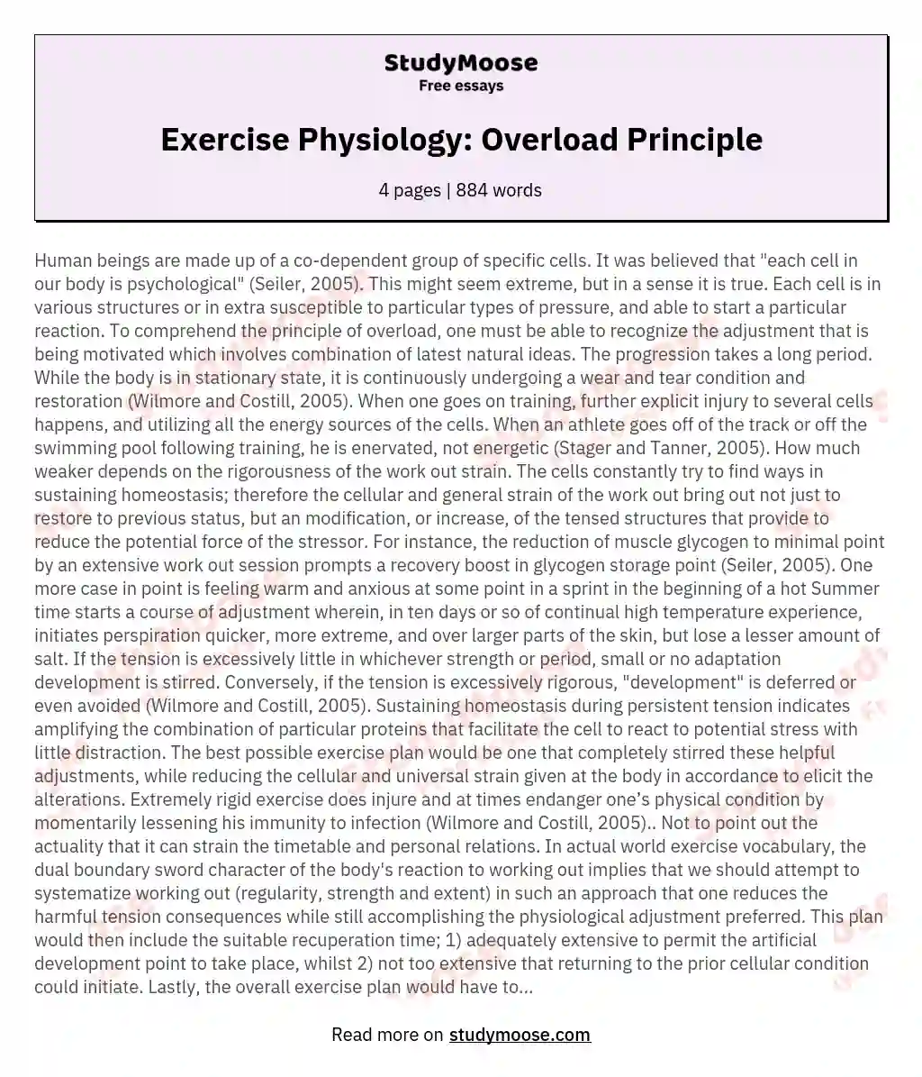 Exercise Physiology: Overload Principle