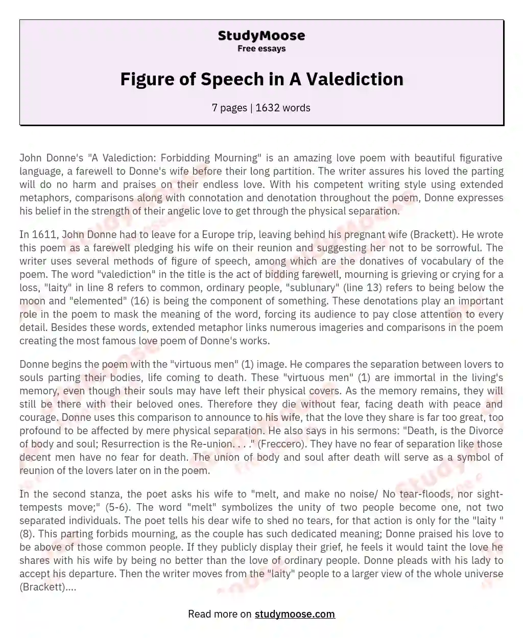 Figure of Speech in A Valediction essay