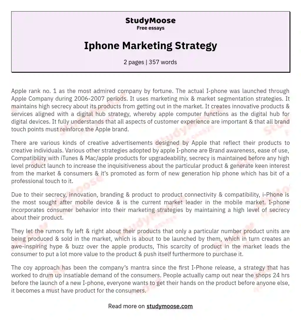Iphone Marketing Strategy