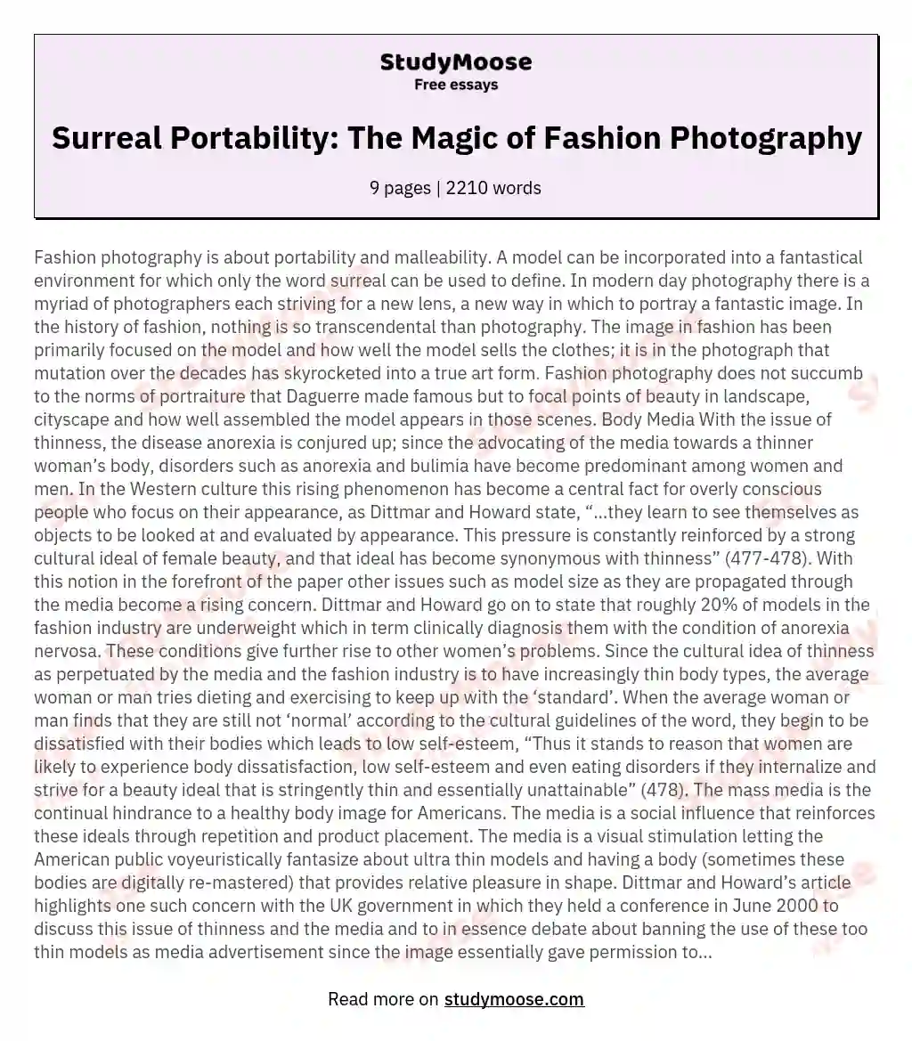 Surreal Portability: The Magic of Fashion Photography essay