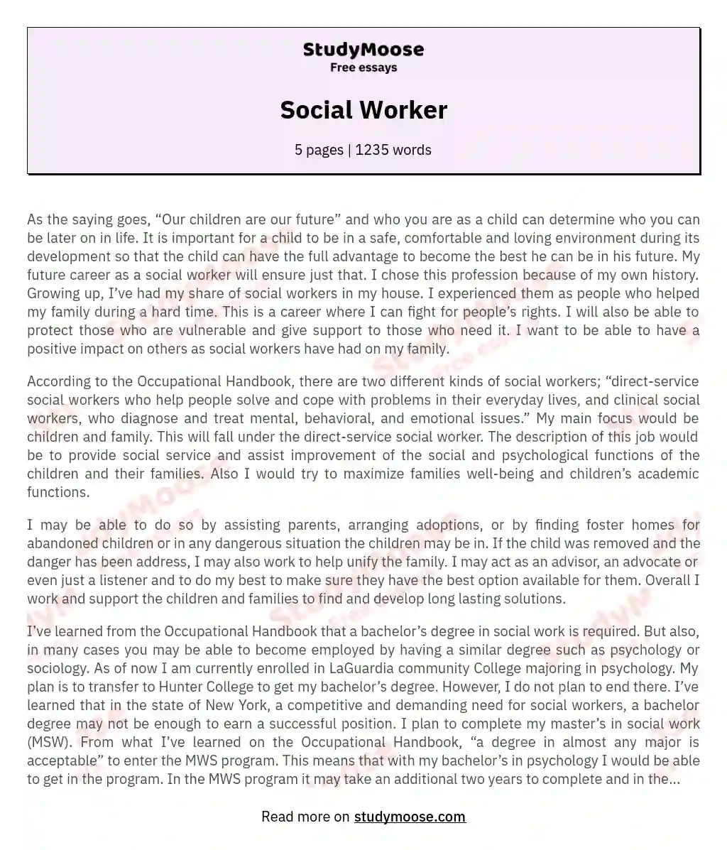 role of a social worker essay