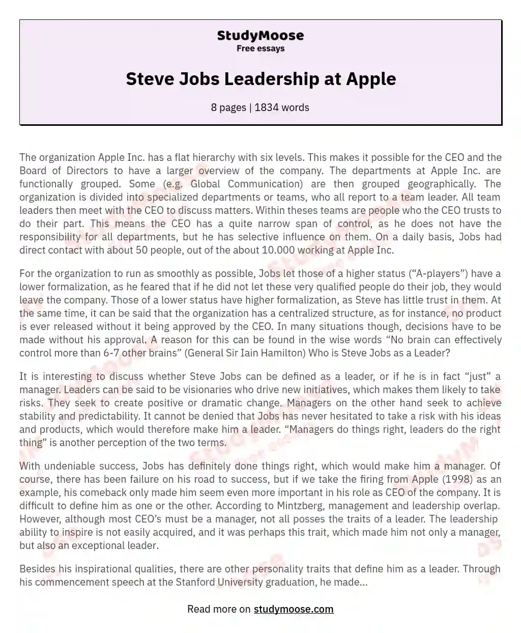 Steve Jobs Leadership at Apple