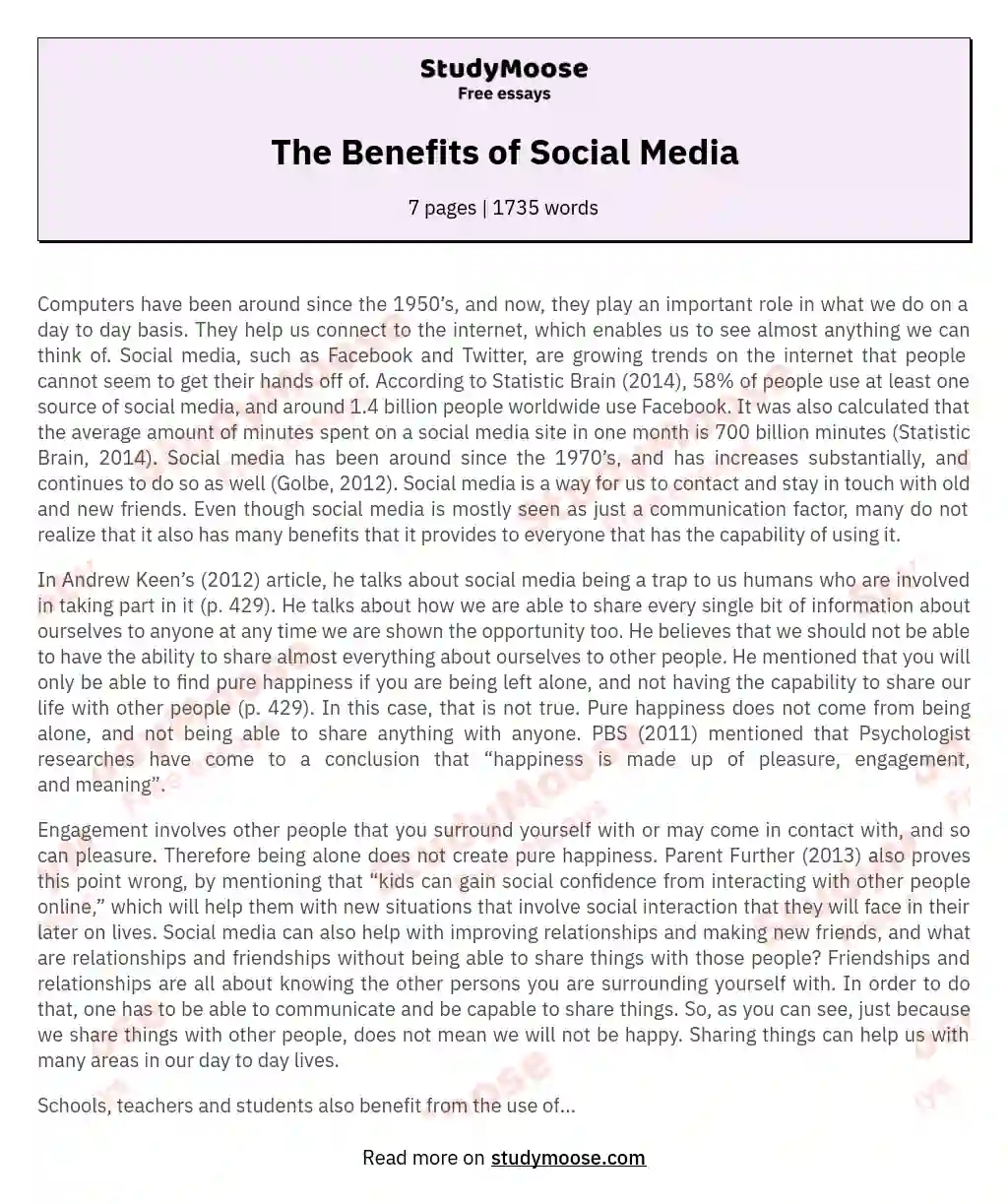 example of essay about social media