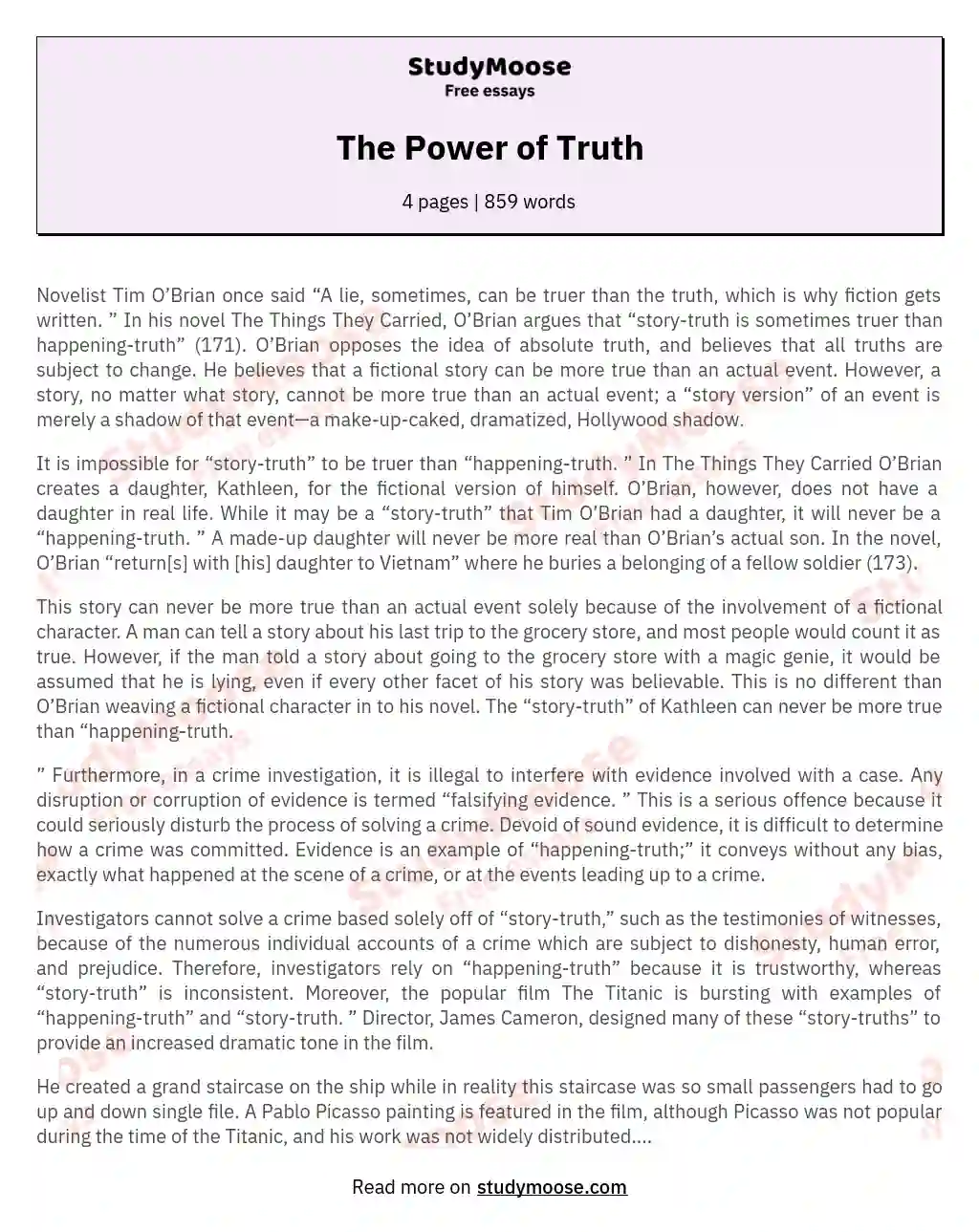 The Power of Truth essay