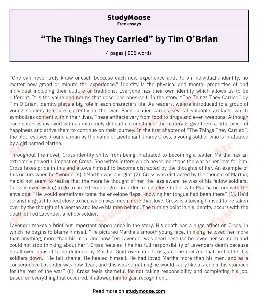 “The Things They Carried” by Tim O’Brian
