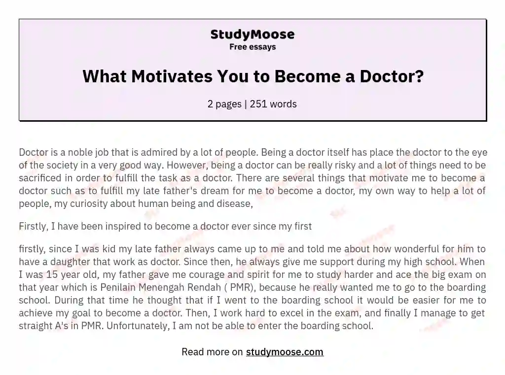 my ambition to become a doctor essay in english