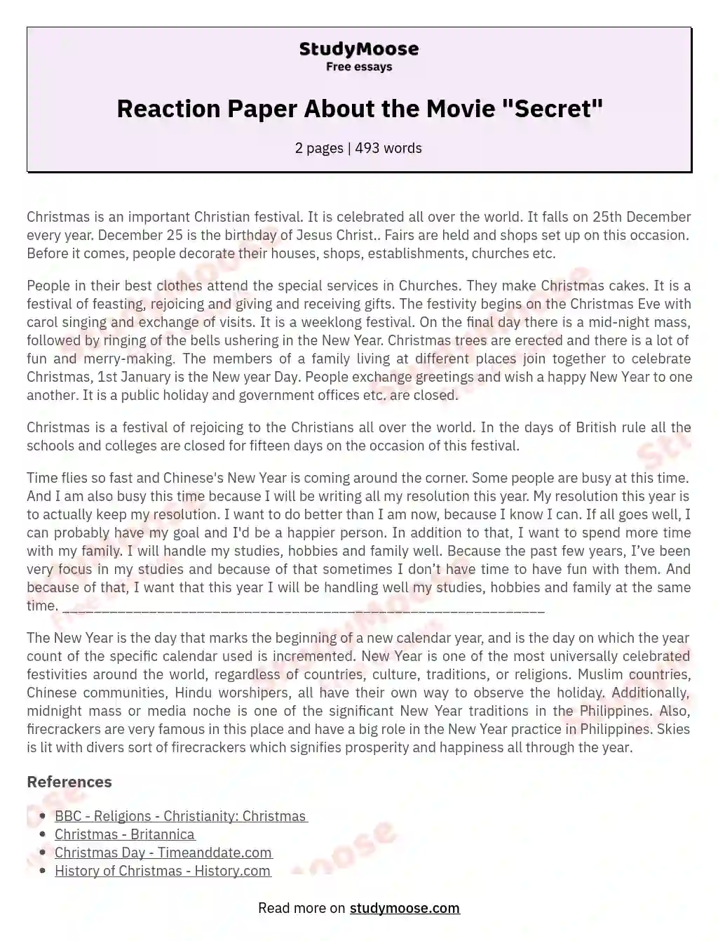 movie reaction paper