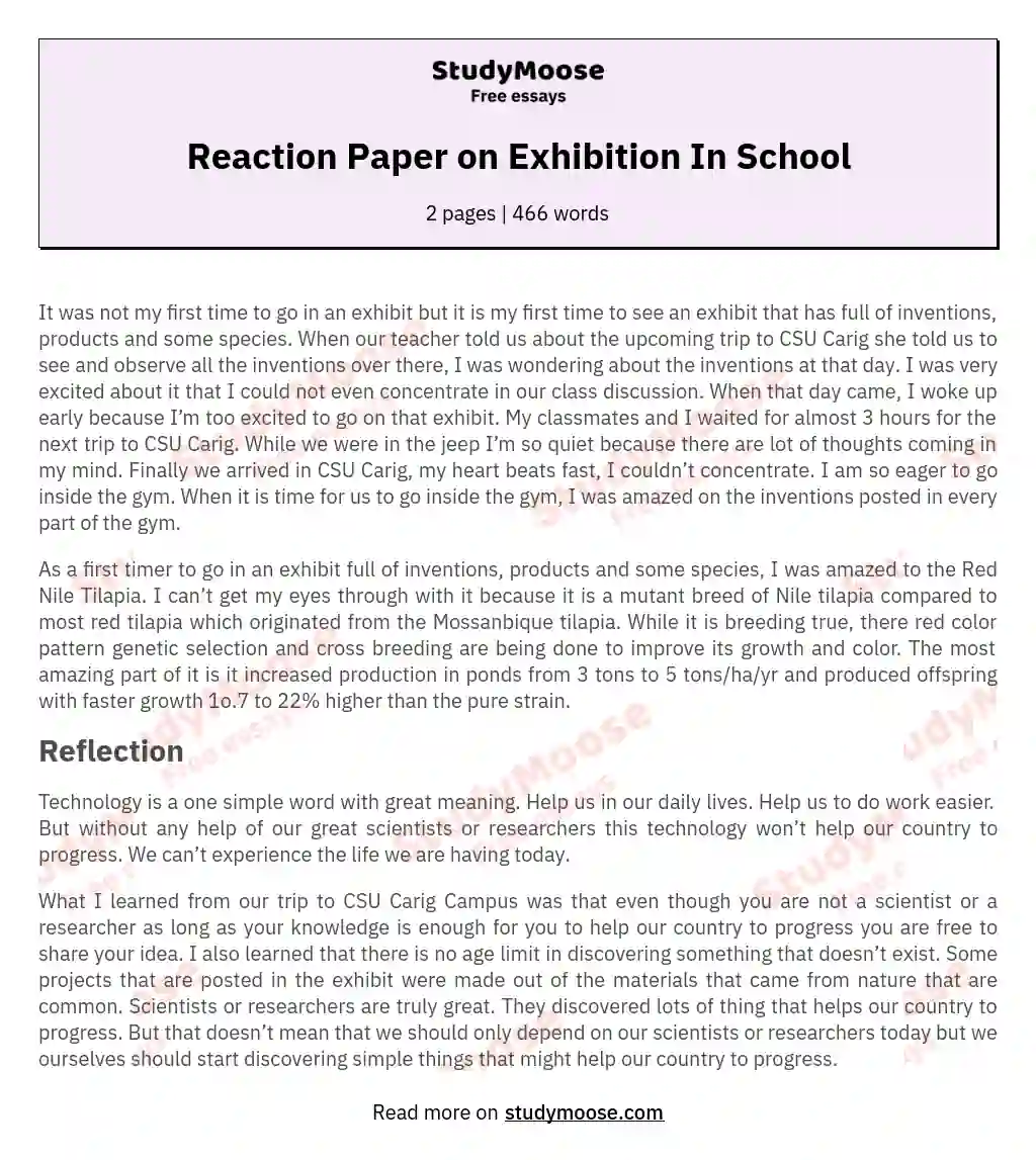 reaction essay outline