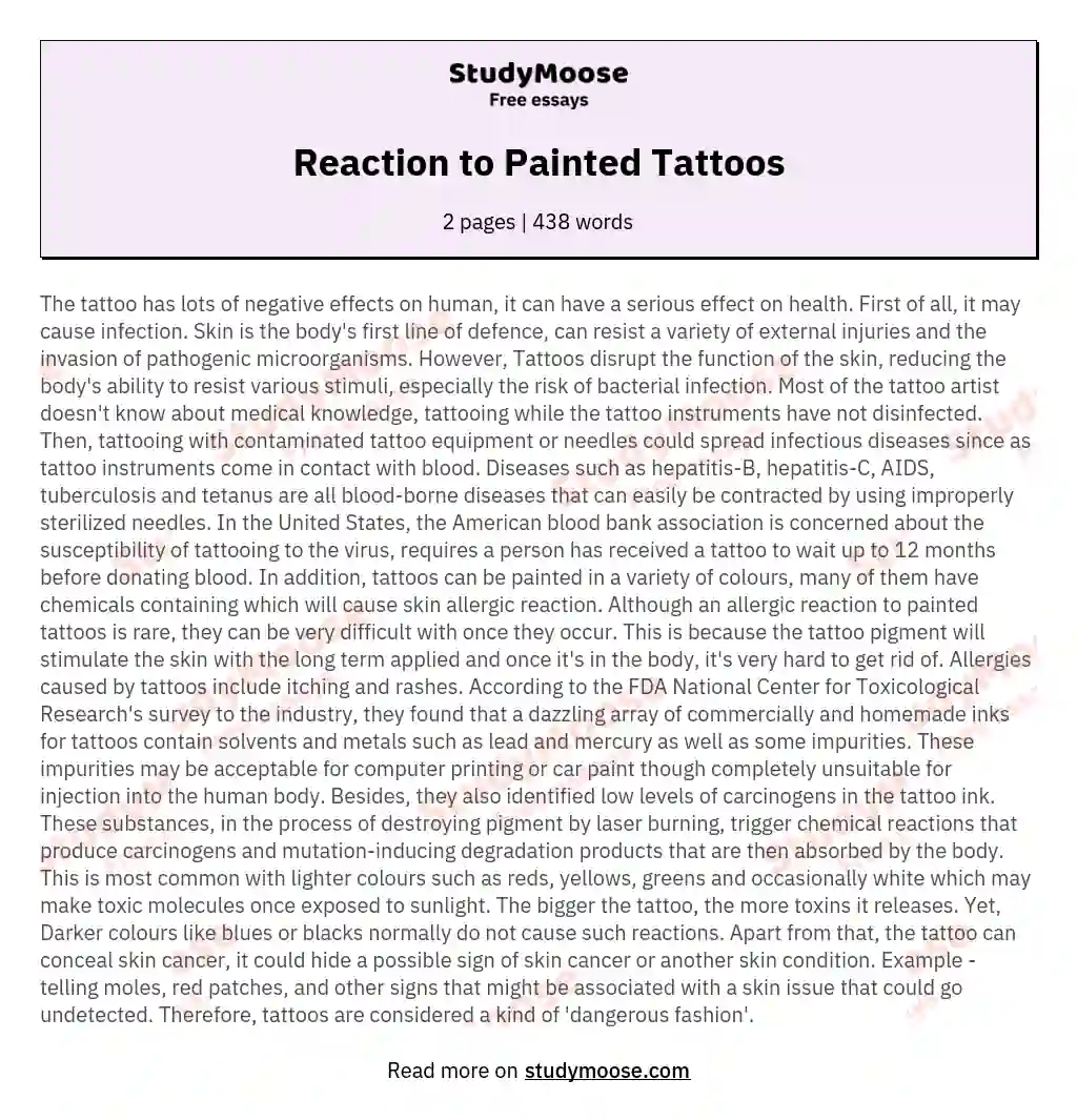 Reaction to Painted Tattoos essay