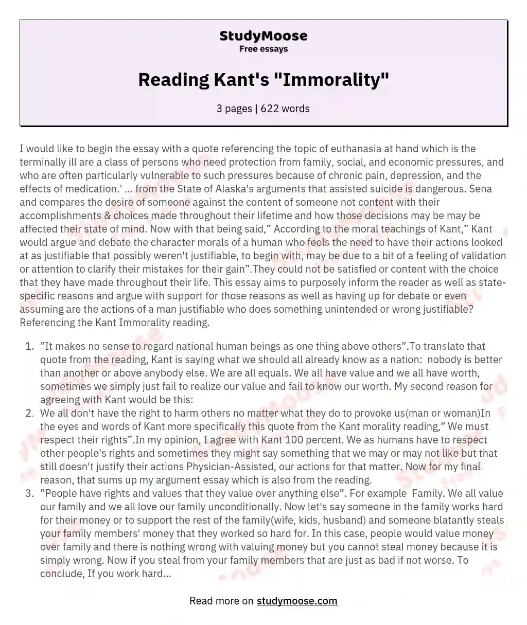 Reading Kant's "Immorality" essay
