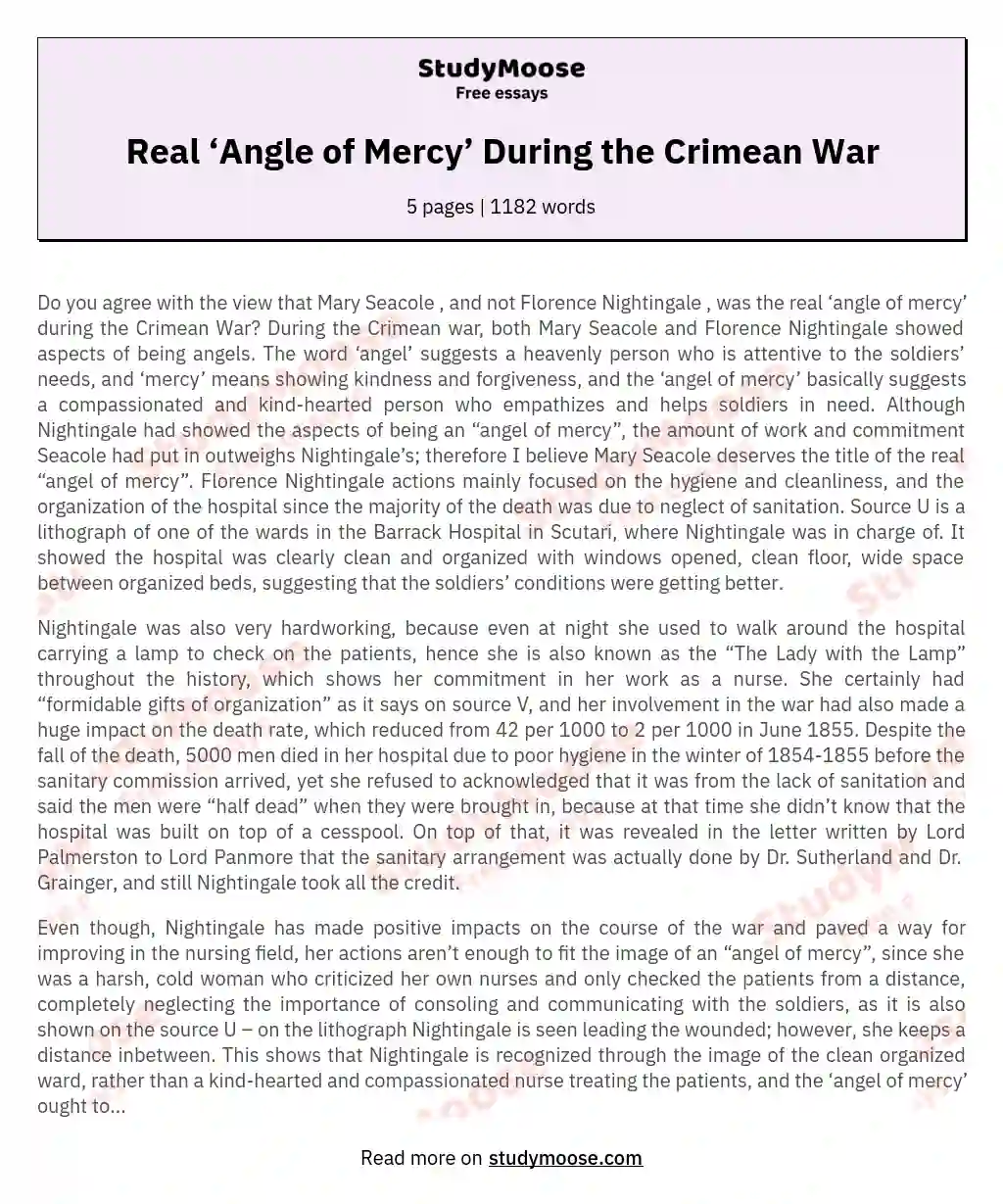 Real ‘Angle of Mercy’ During the Crimean War