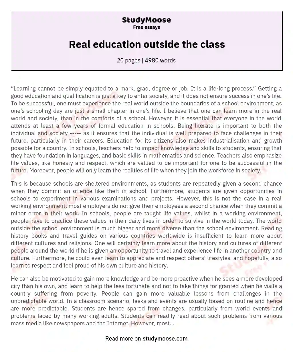 Real education outside the class essay