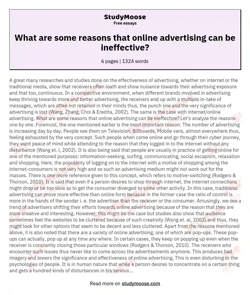 What are some reasons that online advertising can be ineffective?