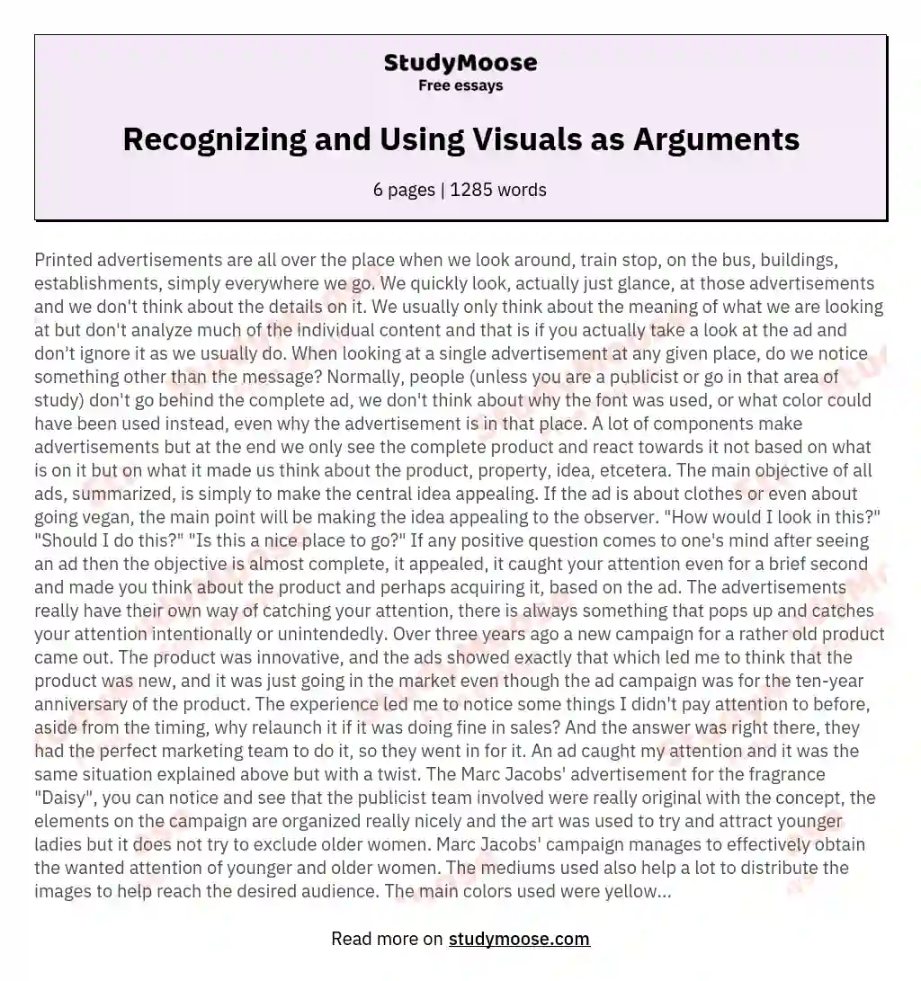 Recognizing and Using Visuals as Arguments essay