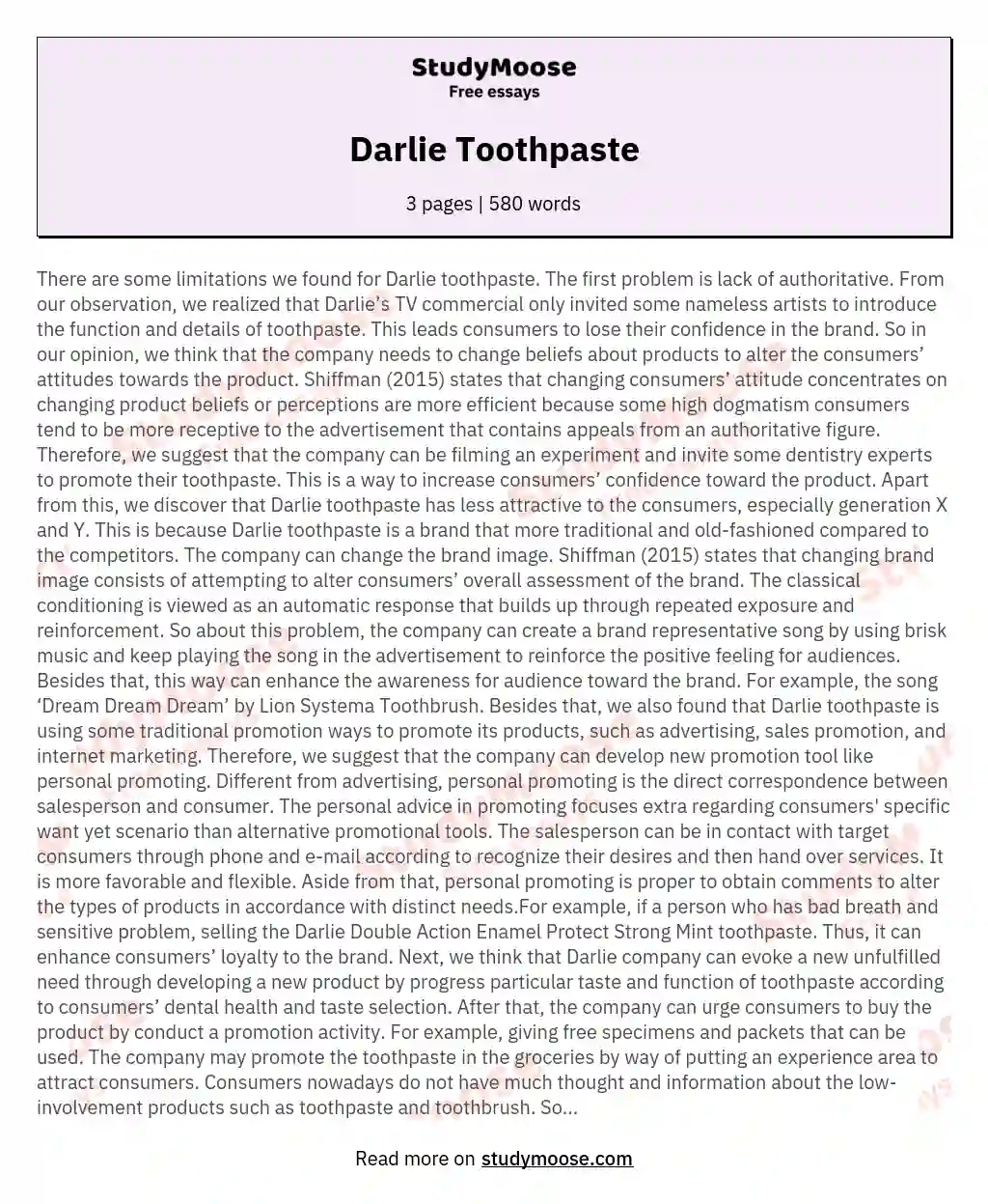 Darlie Toothpaste essay
