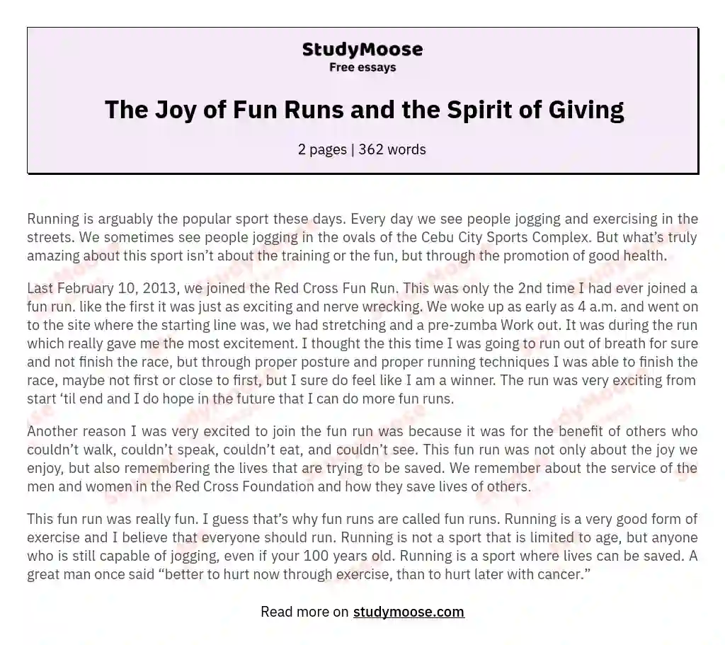 The Joy of Fun Runs and the Spirit of Giving essay