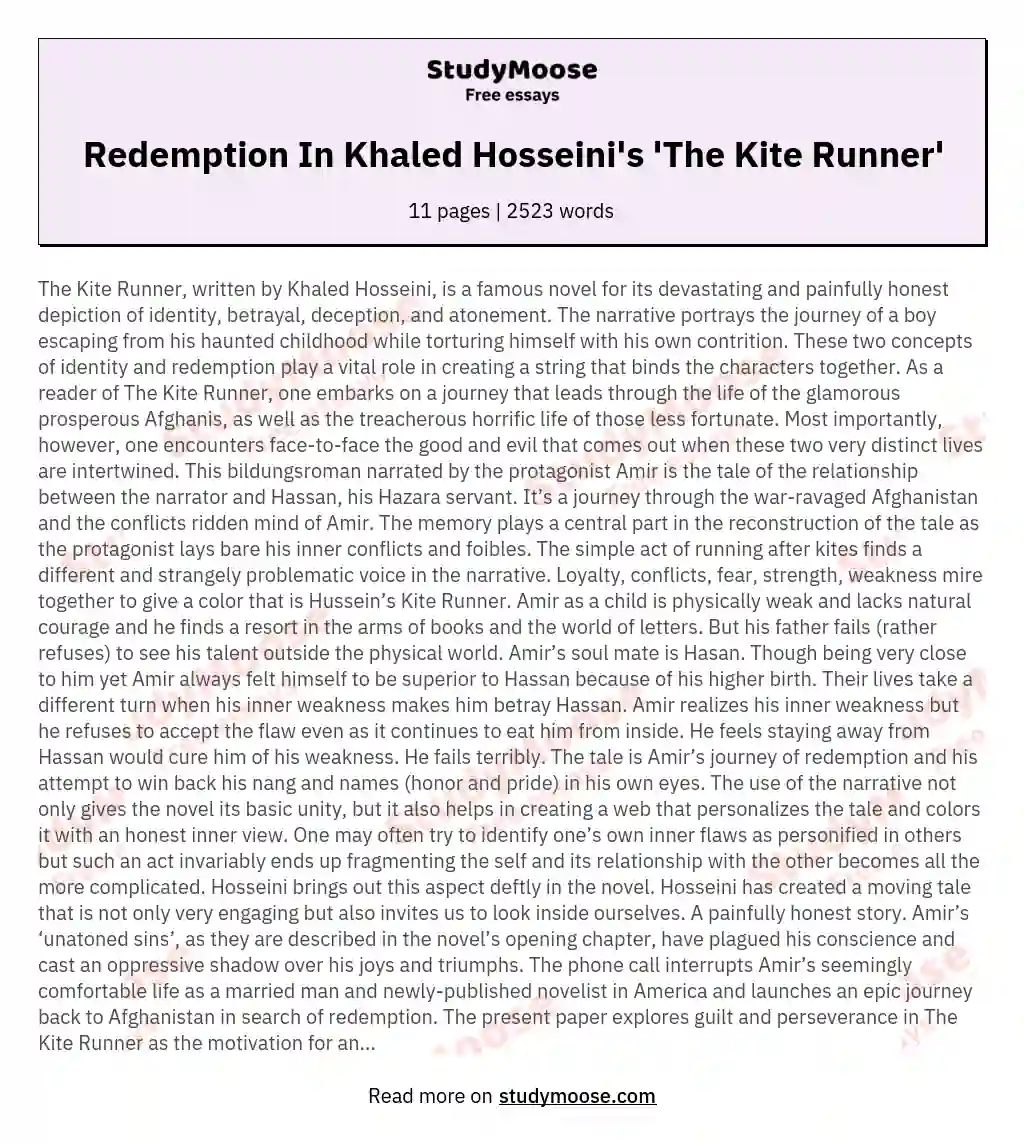 Redemption In Khaled Hosseini's 'The Kite Runner'