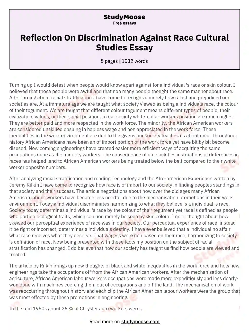 discrimination essay pdf